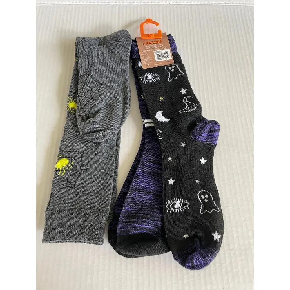 2 PAIR SPIDER WEBS  HALLOWEEN SOCKS NEW